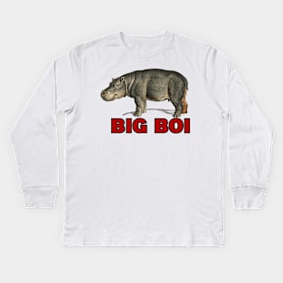 big boi hippo red text Kids Long Sleeve T-Shirt